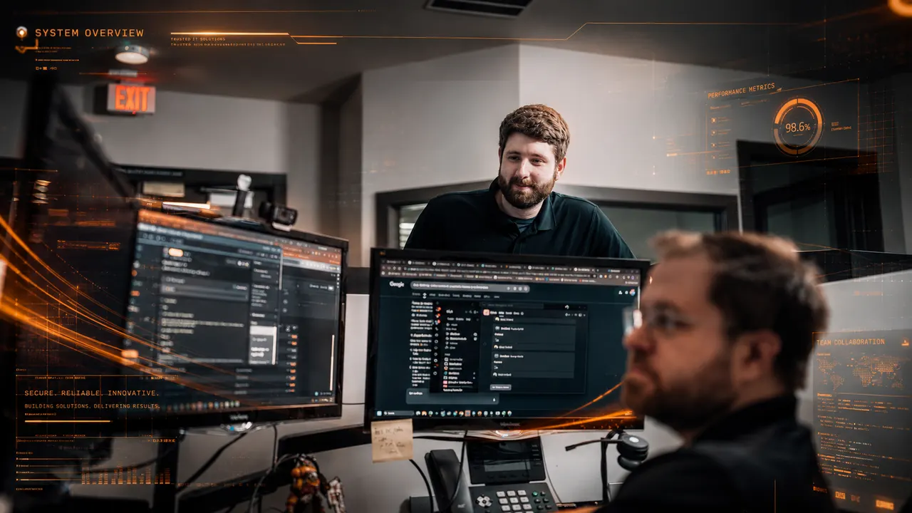 Diverse team of technology consultants collaborating around a conference table