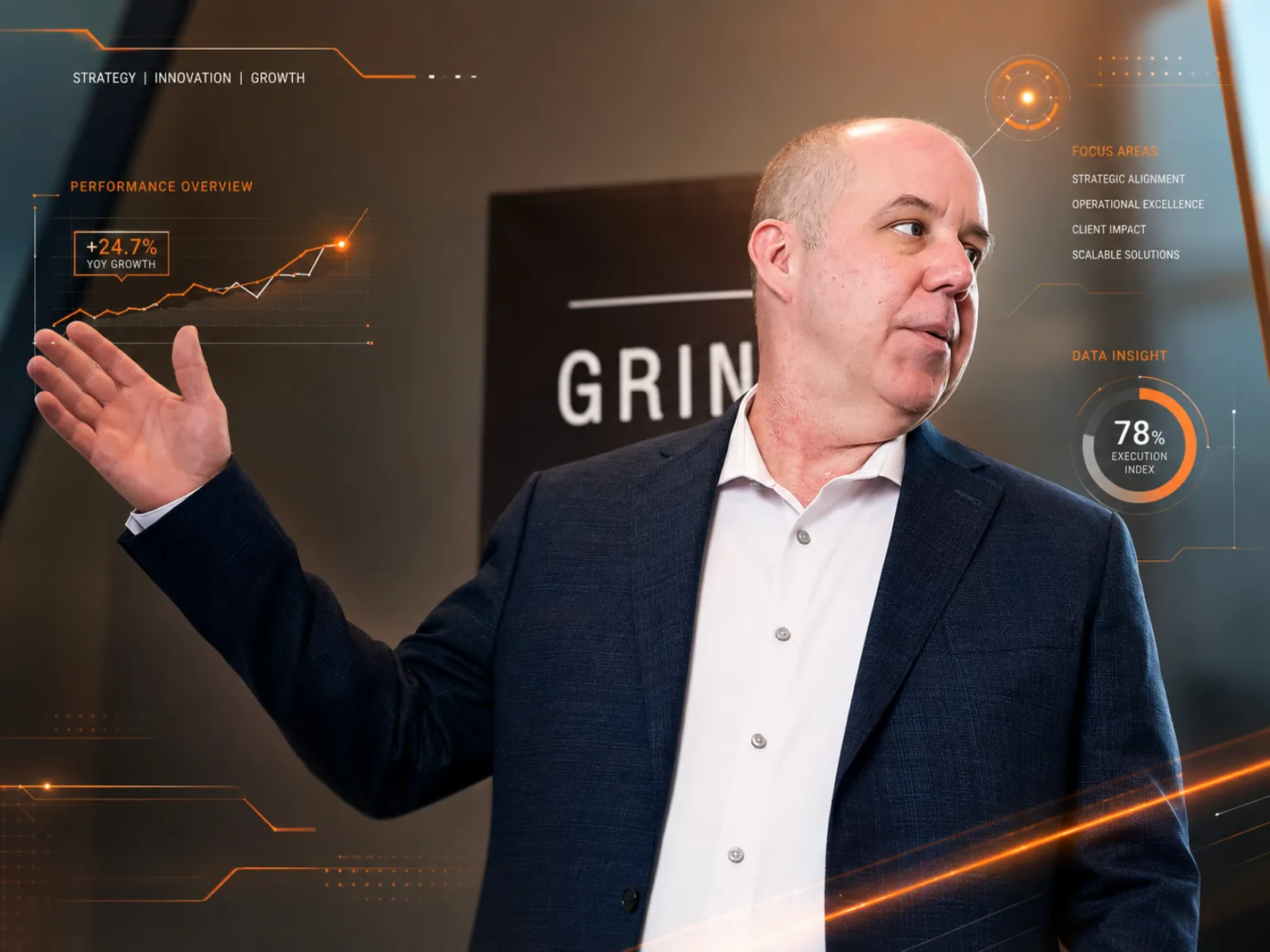 An Aligned Technology Partners virtual CIO presenting a technology strategy and growth dashboard